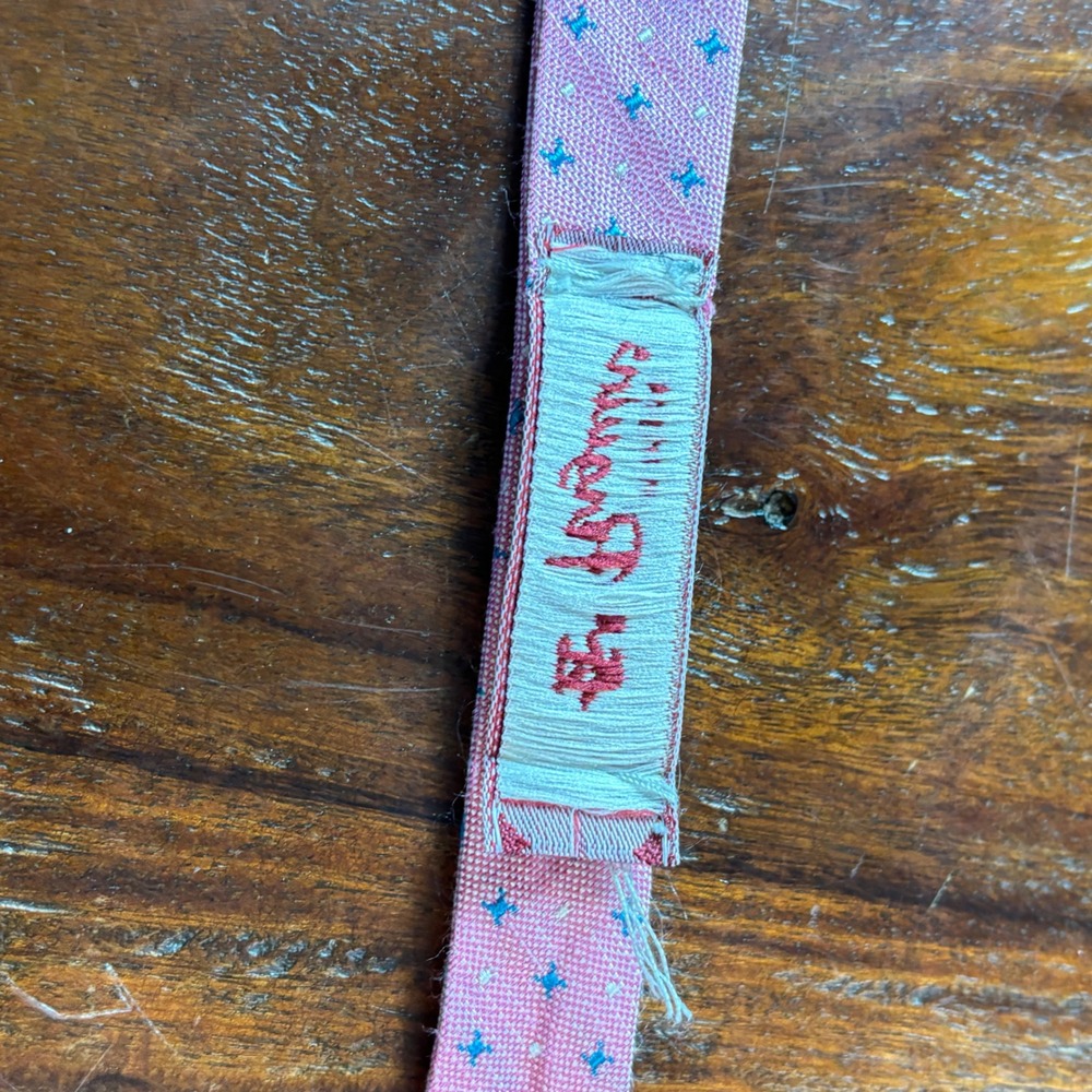 Original Penguin Mens Pink Silk Linen Geometric Self Tie Bow Tie Adjustable - Picture 3 of 8